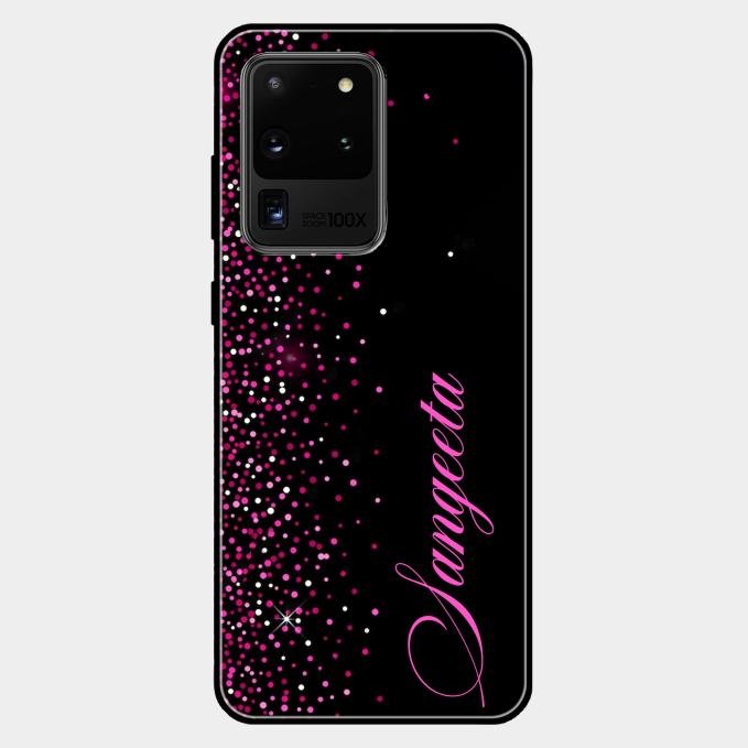Glitter Customize Glass Case Cover Pink For Samsung Galaxy S20 Ultra