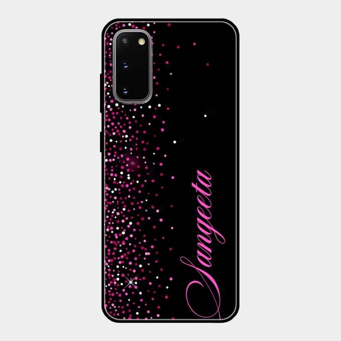 Glitter Customize Glass Case Cover Pink For Samsung Galaxy S20