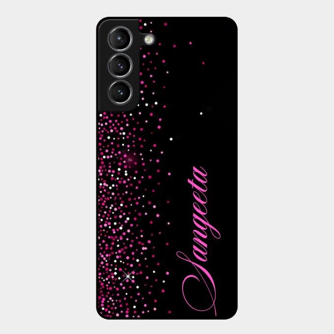Glitter Customize Glass Case Cover Pink For Samsung Galaxy S21 Plus