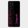 Glitter Customize Glass Case Cover Pink For Samsung Galaxy S21 Ultra