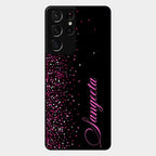 Glitter Customize Glass Case Cover Pink For Samsung Galaxy S21 Ultra