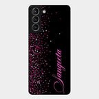 Glitter Customize Glass Case Cover Pink For Samsung Galaxy S21