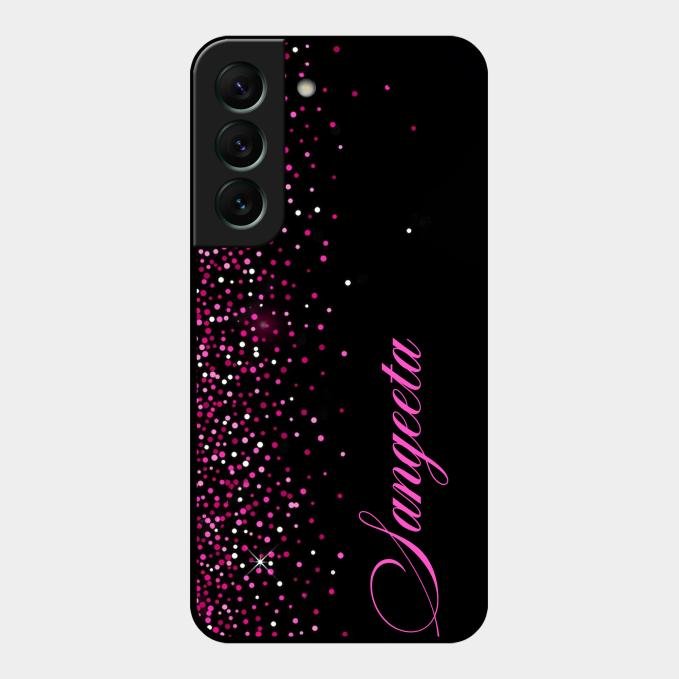 Glitter Customize Glass Case Cover Pink For Samsung Galaxy S22 5G