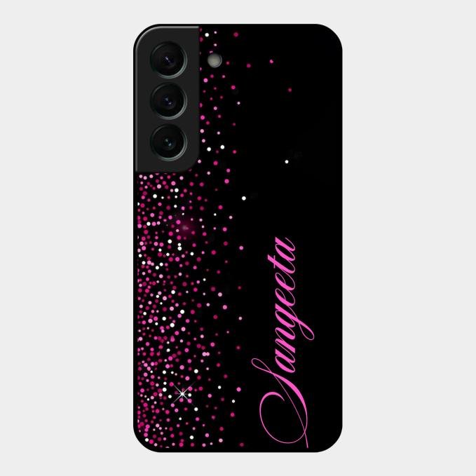 Glitter Customize Glass Case Cover Pink For Samsung Galaxy S22 Plus 5G