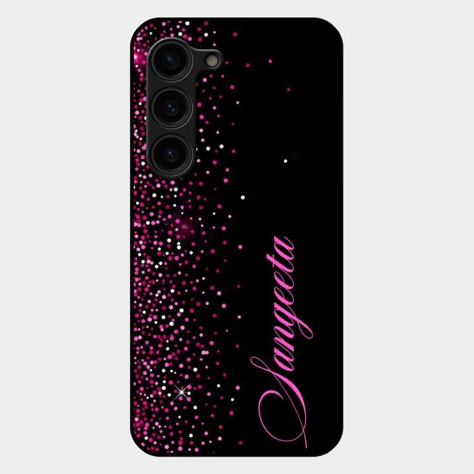 Glitter Customize Glass Case Cover Pink For Samsung Galaxy S23 Plus 5G