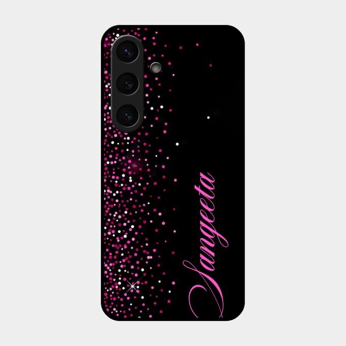 Glitter Customize Glass Case Cover Pink For Samsung Galaxy S24 5G