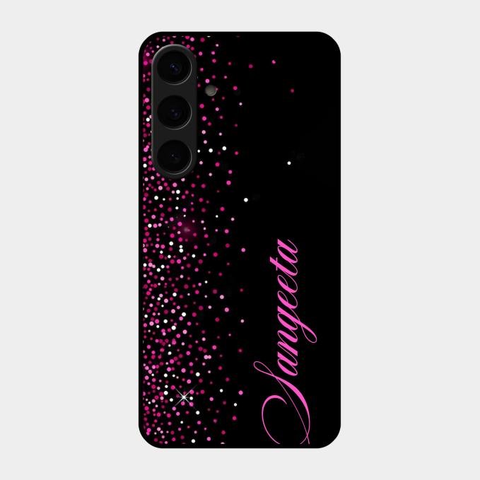 Glitter Customize Glass Case Cover Pink For Samsung Galaxy S24 Plus 5G