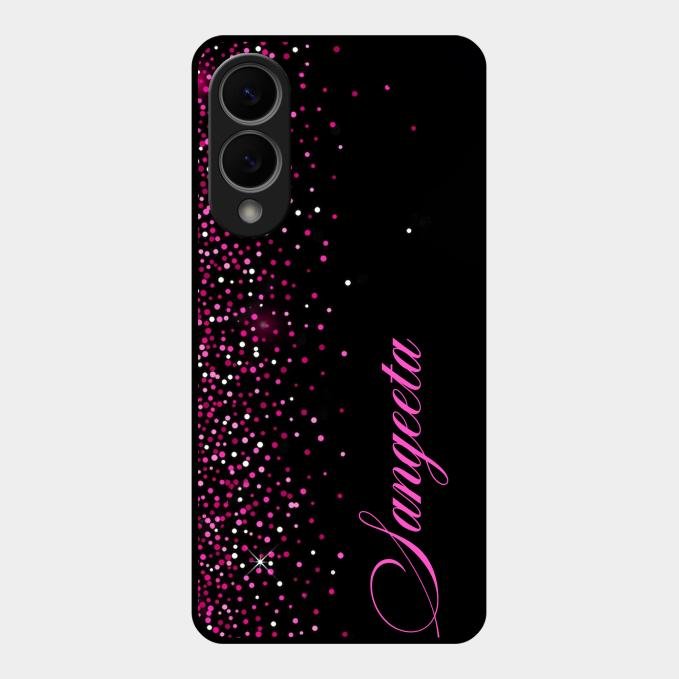 Glitter Customize Glass Case Cover Pink For Samsung Galaxy S25 Edge 5G