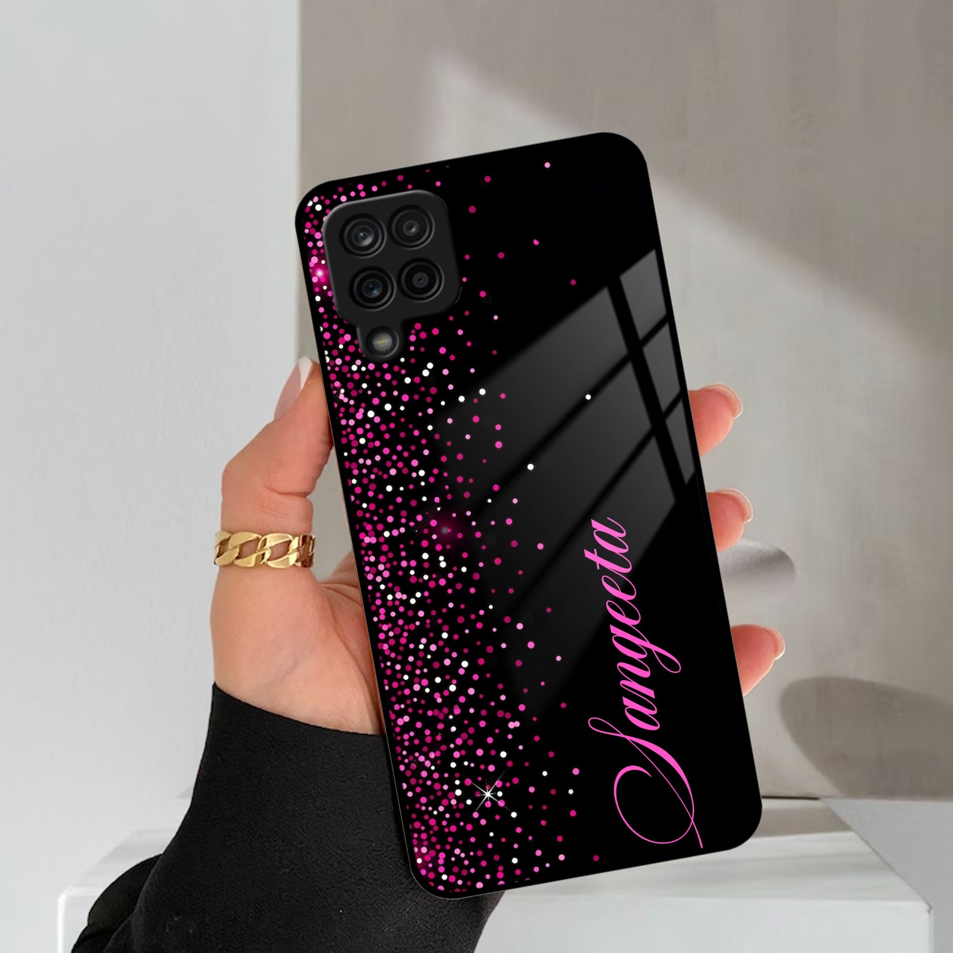 Glitter Customize Glass Case Cover Pink For Samsung Galaxy A42 5G