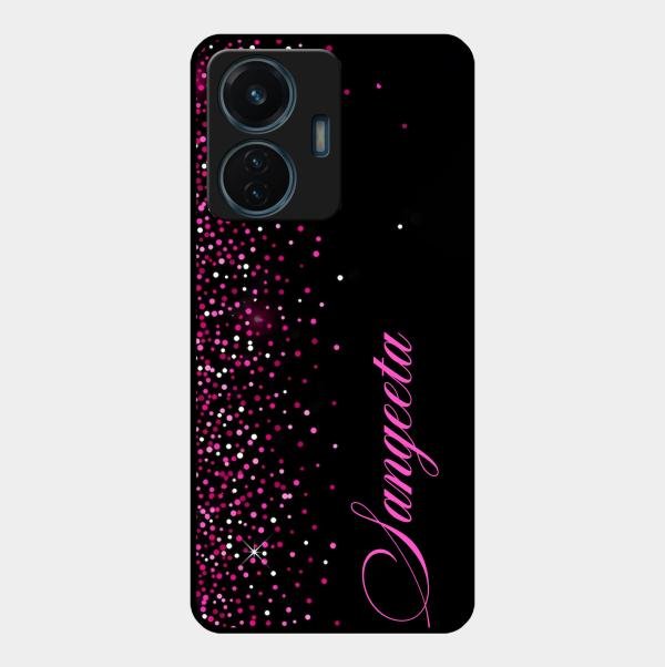 Glitter Customize Glass Case Cover Pink For Vivo T1 44W 4G