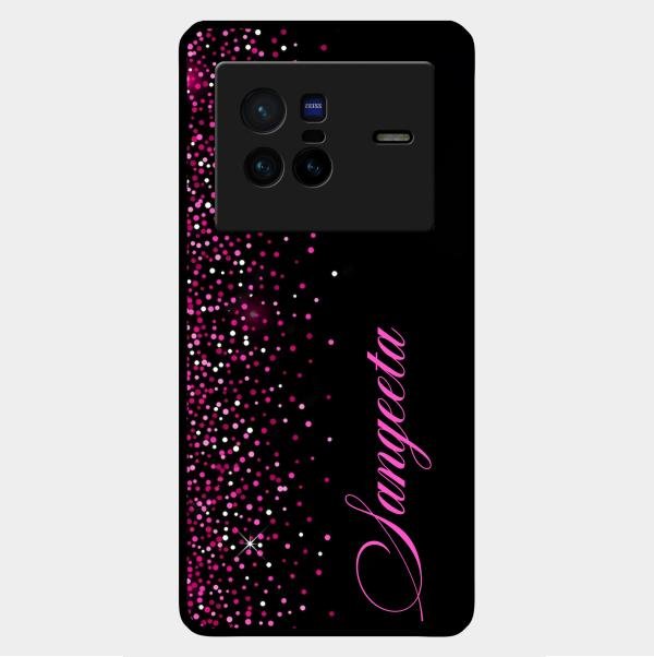 Glitter Customize Glass Case Cover Pink For Vivo X80 5G