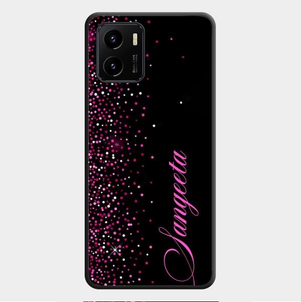 Glitter Customize Glass Case Cover Pink For Vivo Y01