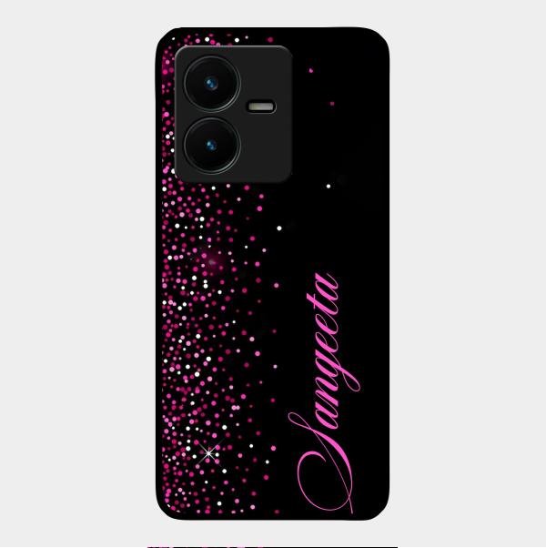 Glitter Customize Glass Case Cover Pink For Vivo Y22