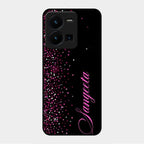 Glitter Customize Glass Case Cover Pink For Vivo Y35