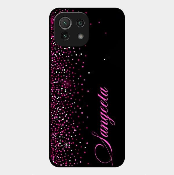 Glitter Customize Glass Case Cover Pink For Xiaomi Mi 11 Lite