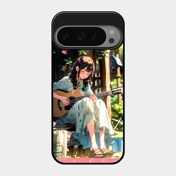 Guitar Girl Glossy Metal Case Cover For Google Pixel 9 Pro 5G