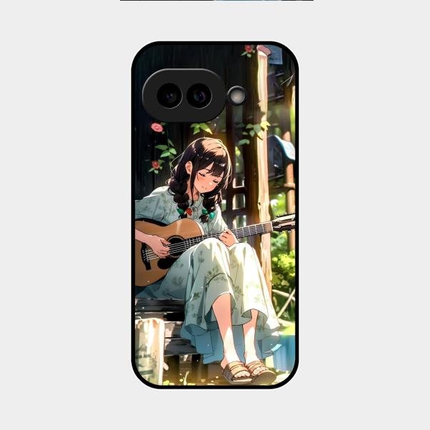 Guitar Girl Glossy Metal Case Cover For Google Pixel 9A 5G