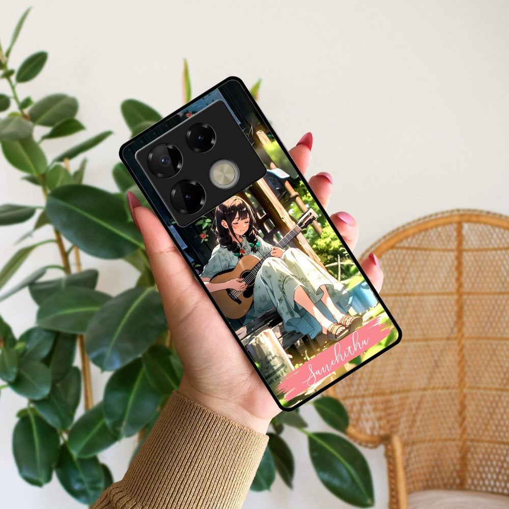 Guitar Girl Glossy Metal Case Cover For Infinix