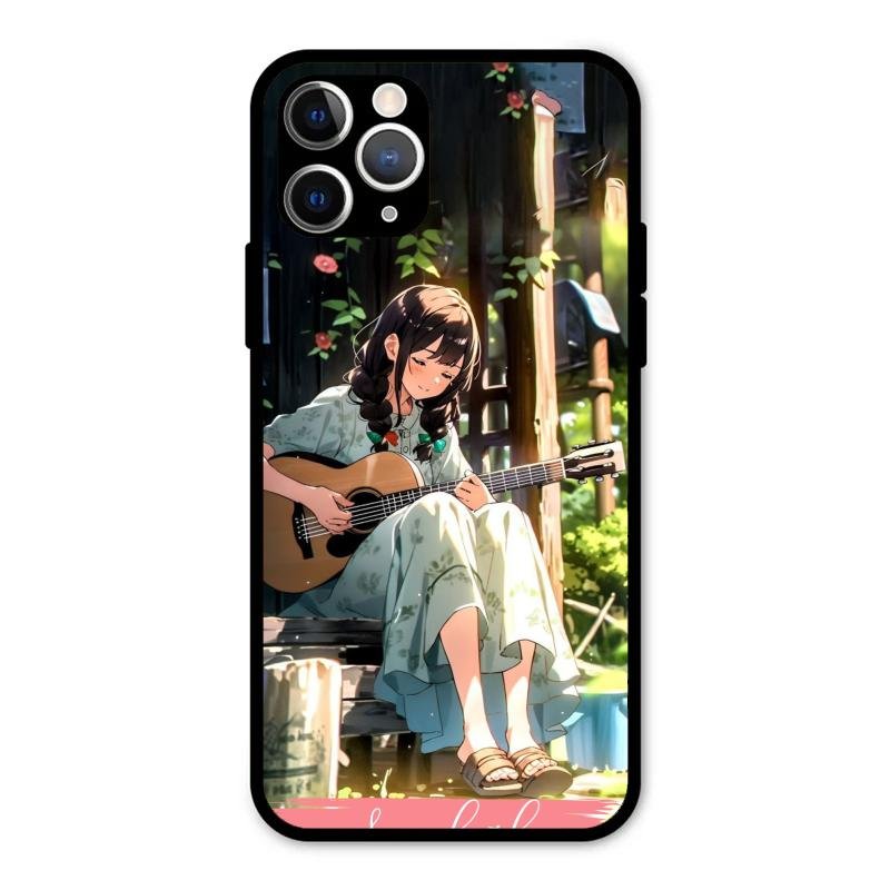 Guitar Girl Glossy Metal Case Cover For iPhone 11 Pro