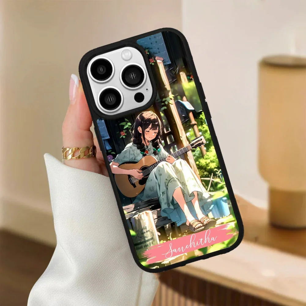 Guitar Girl Glossy Metal Case Cover For iPhone - ShopOnCliQ