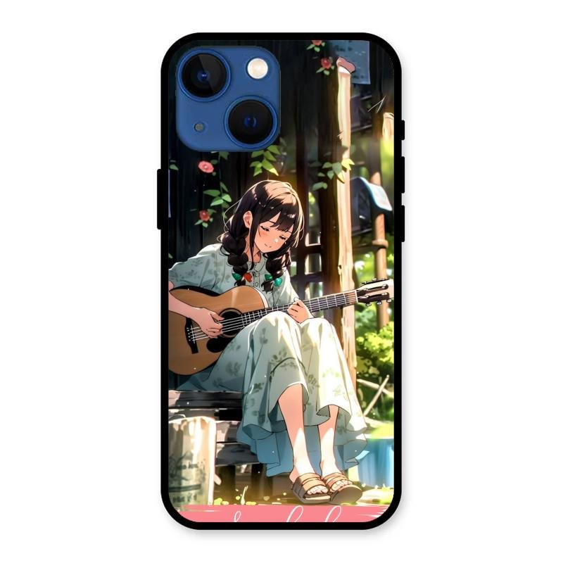 Guitar Girl Glossy Metal Case Cover For iPhone 13 mini