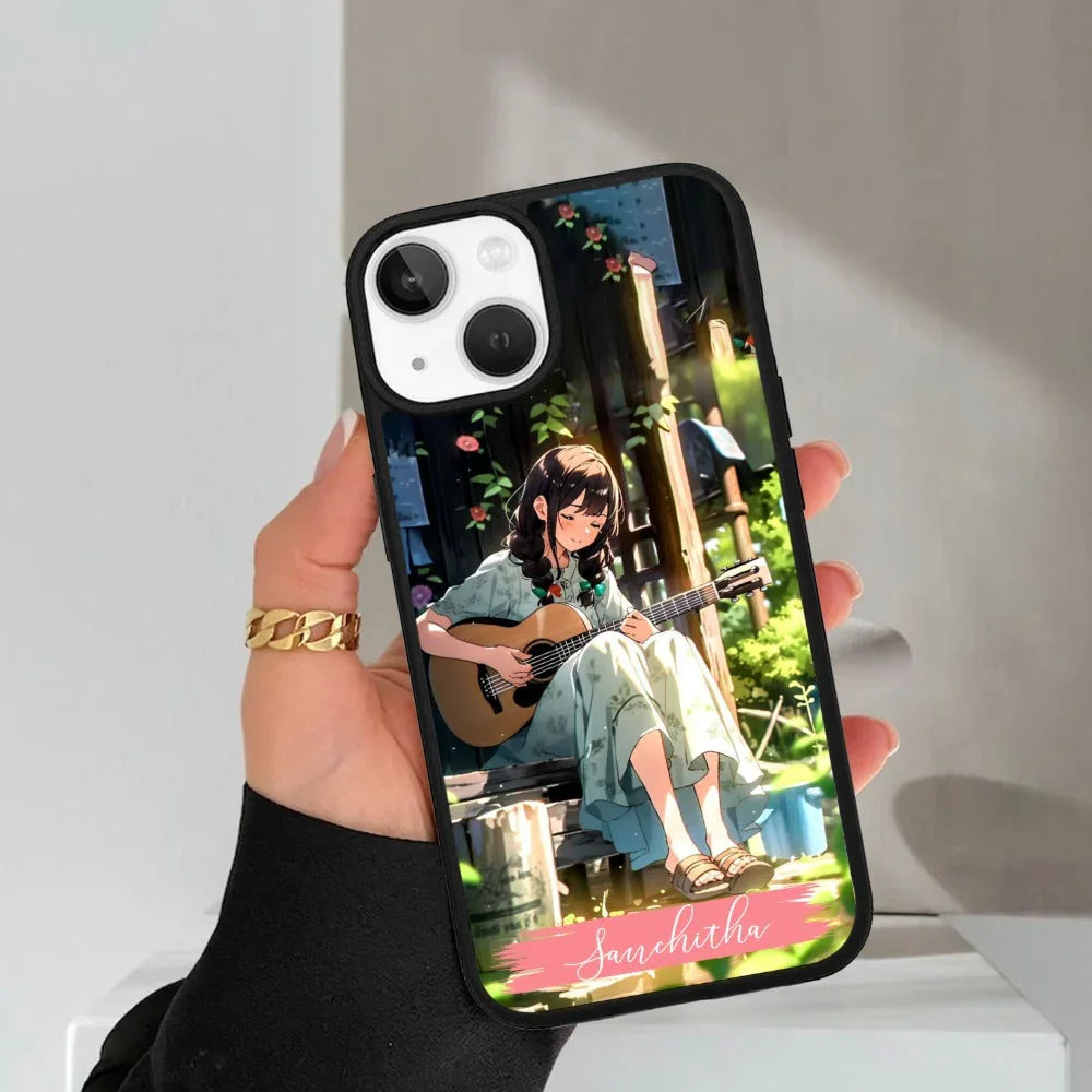 Guitar Girl Glossy Metal Case Cover For iPhone - ShopOnCliQ