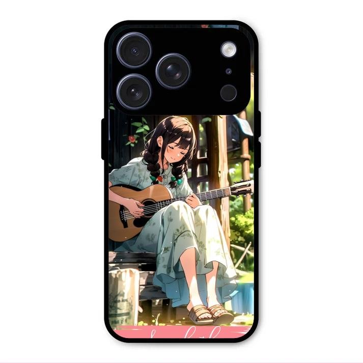 Guitar Girl Glossy Metal Case Cover For iPhone 17 Pro