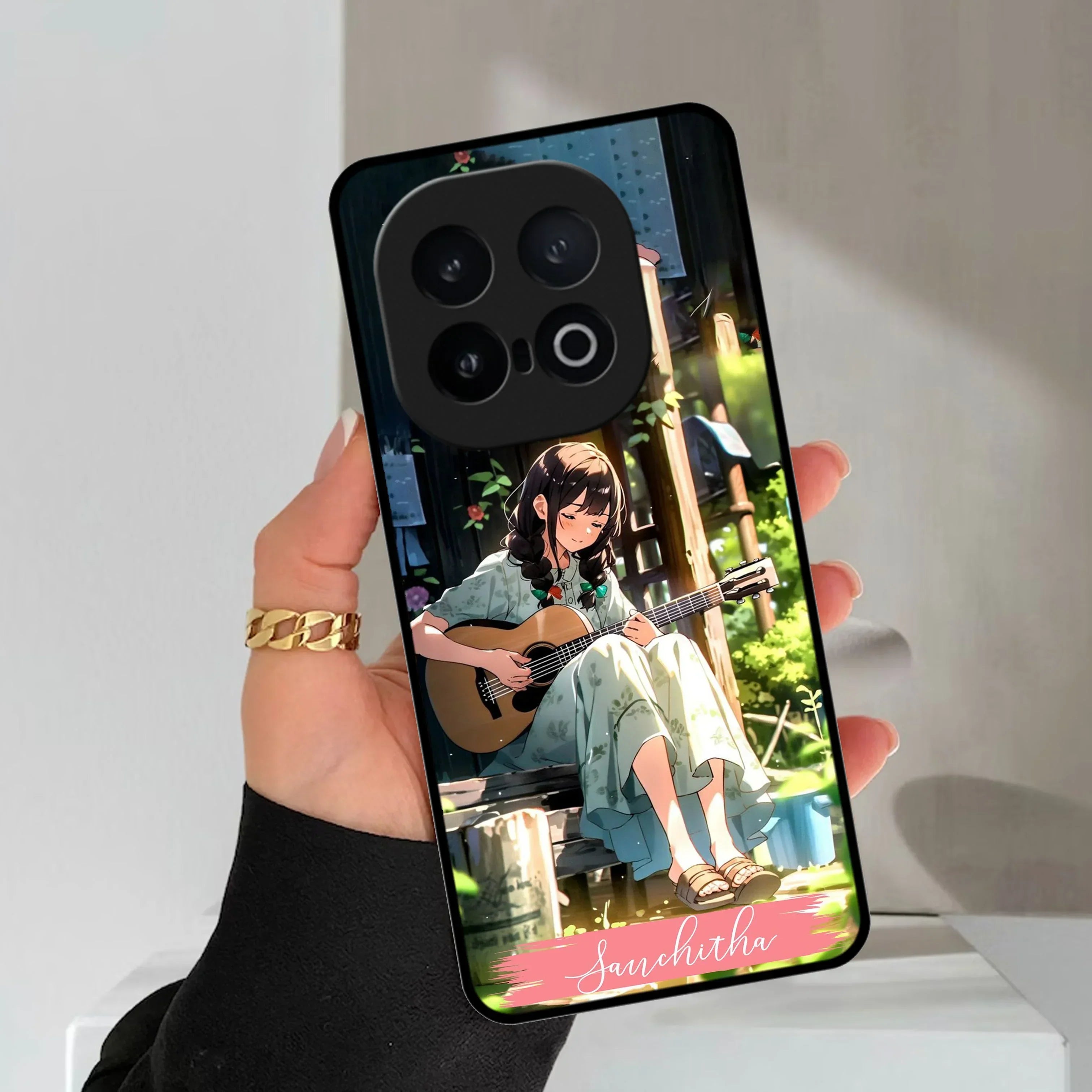 Guitar Girl Glossy Metal Case Cover For Vivo - ShopOnCliQ