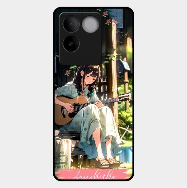 Guitar Girl Glossy Metal Case Cover For Iqoo Z7 Pro 5G