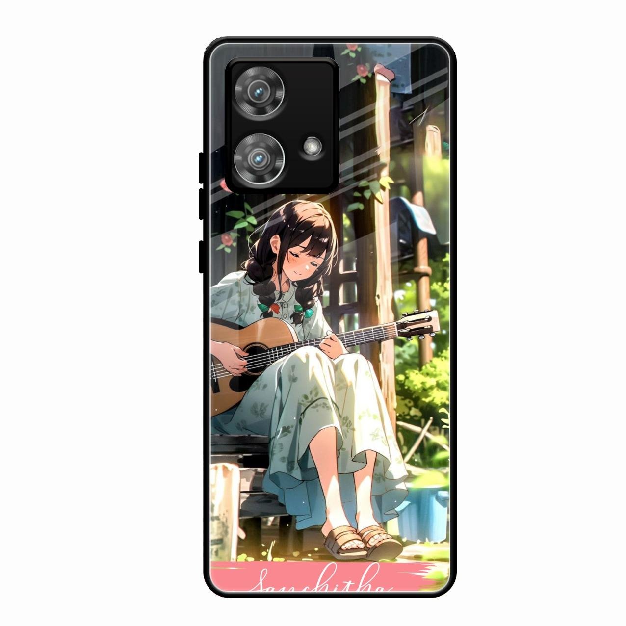 Guitar Girl Glossy Metal Case Cover For Motorola Edge 40 5G