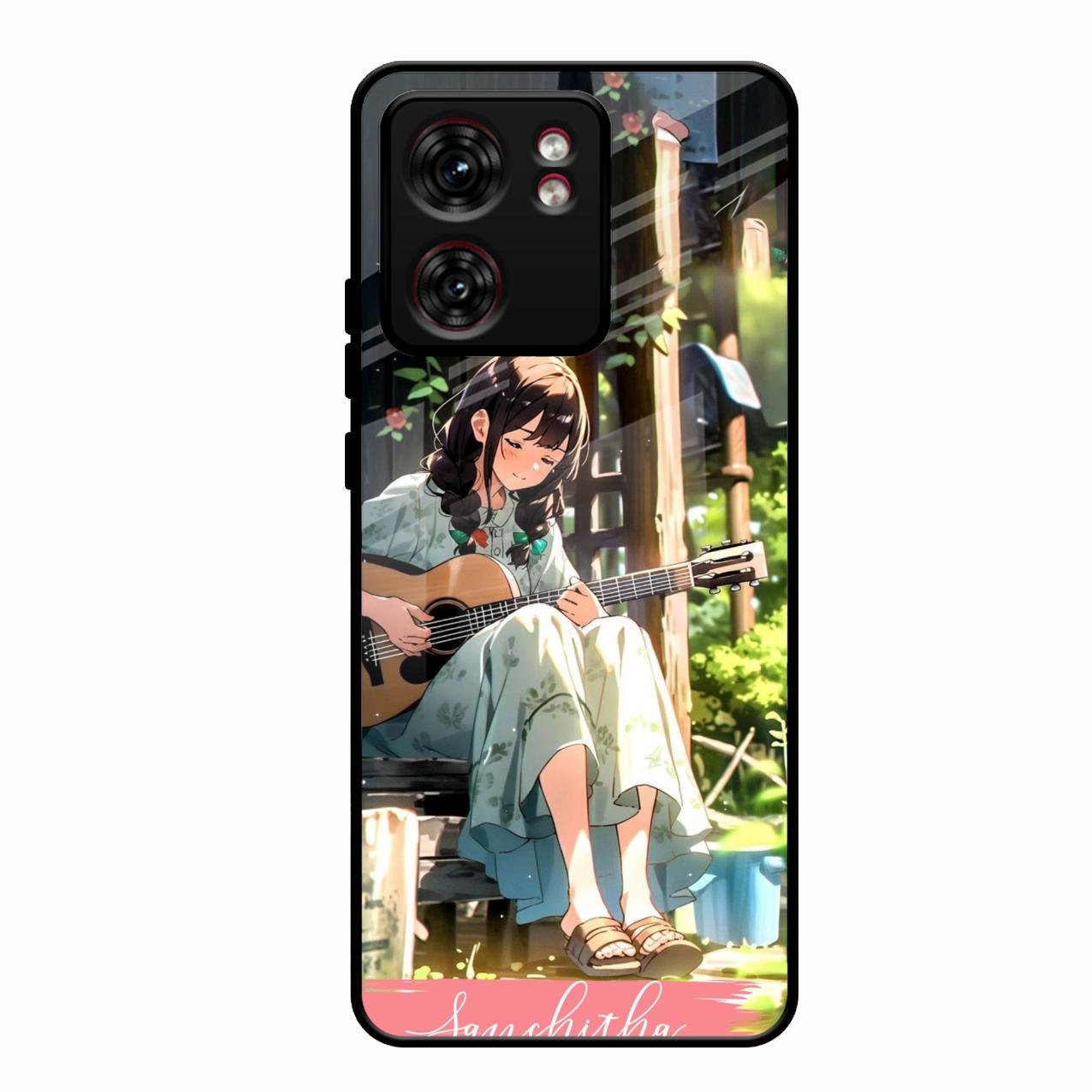 Guitar Girl Glossy Metal Case Cover For Motorola Edge 40