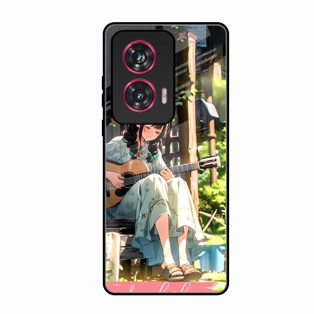 Guitar Girl Glossy Metal Case Cover For Motorola Edge 50 Fusion 5G