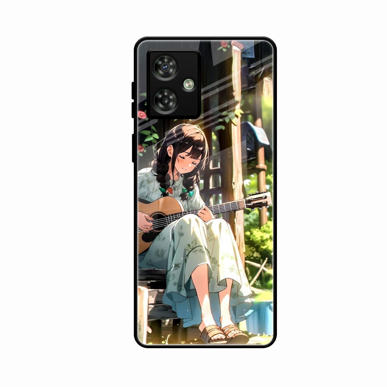 Guitar Girl Glossy Metal Case Cover For Motorola G54 5G