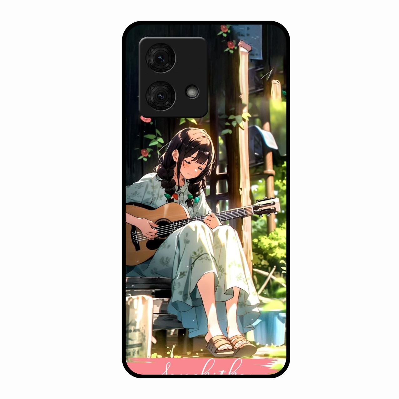 Guitar Girl Glossy Metal Case Cover For Motorola g84 5G