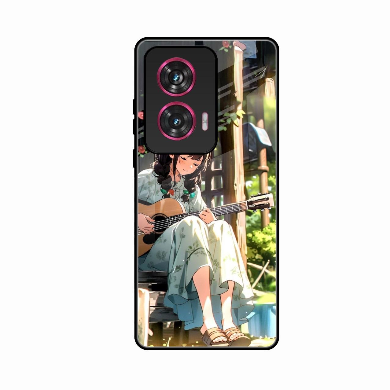 Guitar Girl Glossy Metal Case Cover For Motorola G85 5G