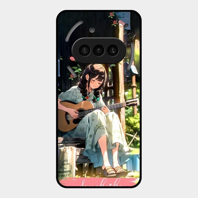 Guitar Girl Glossy Metal Case Cover For Nothing Phone 3A 5G