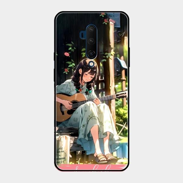 Guitar Girl Glossy Metal Case Cover For Oneplus 7T Pro