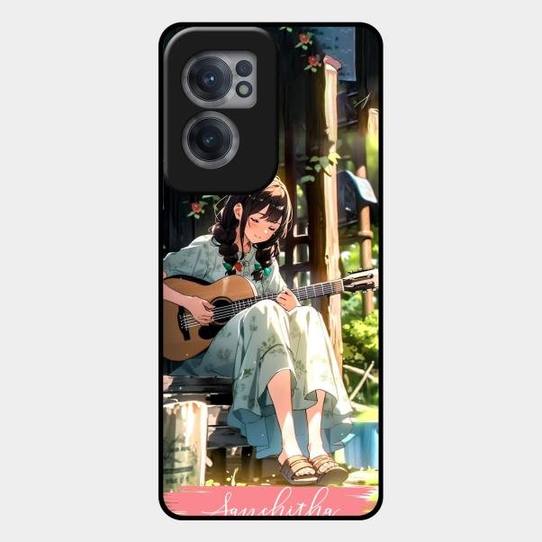 Guitar Girl Glossy Metal Case Cover For Oneplus Nord Ce 2 5G