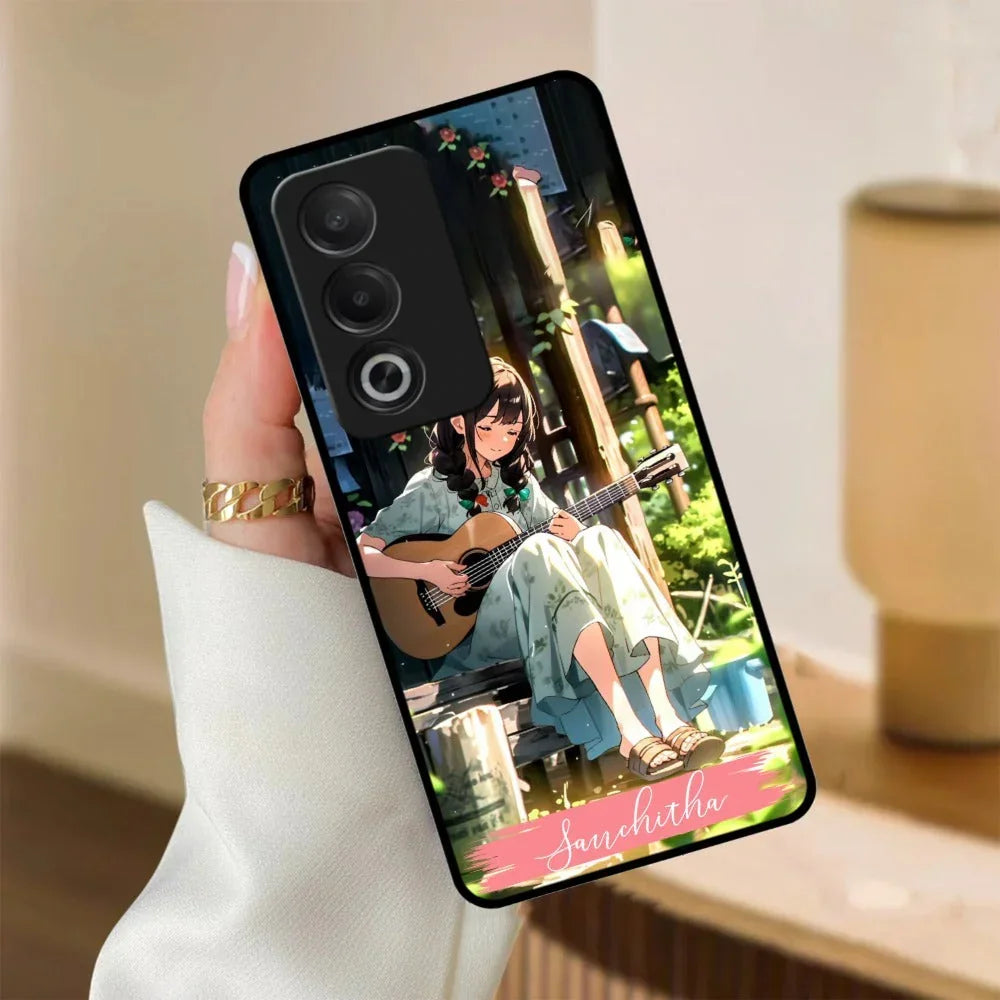 Guitar Girl Glossy Metal Case Cover For Oppo - ShopOnCliQ