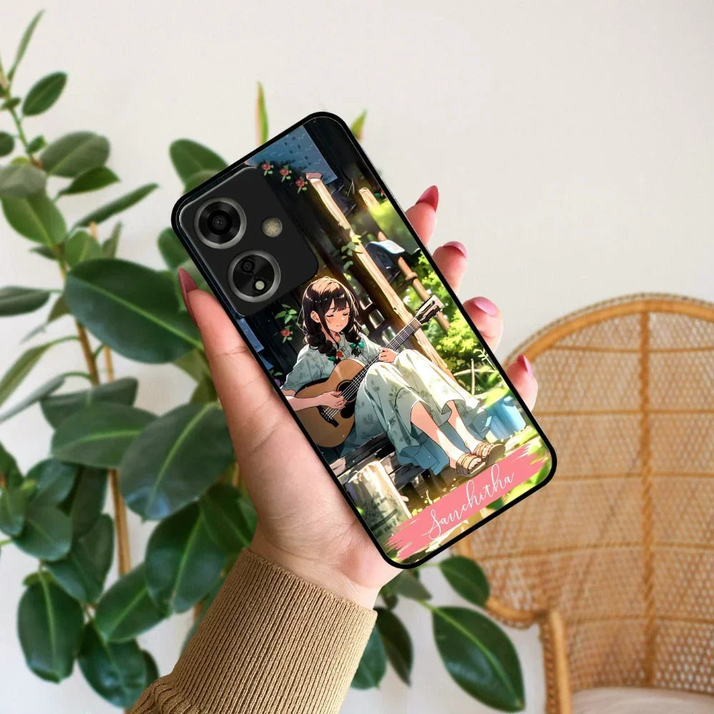 Guitar Girl Glossy Metal Case Cover For Oppo - ShopOnCliQ