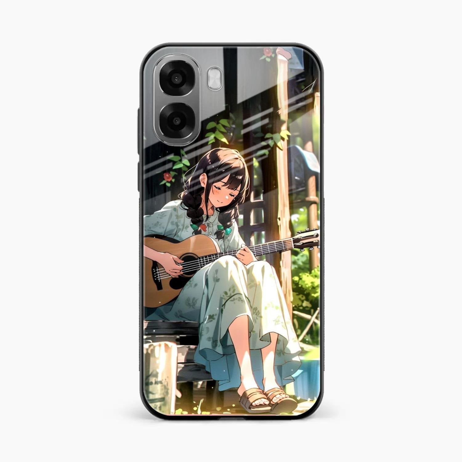 Guitar Girl Glossy Metal Case Cover For Oppo A6X 5G