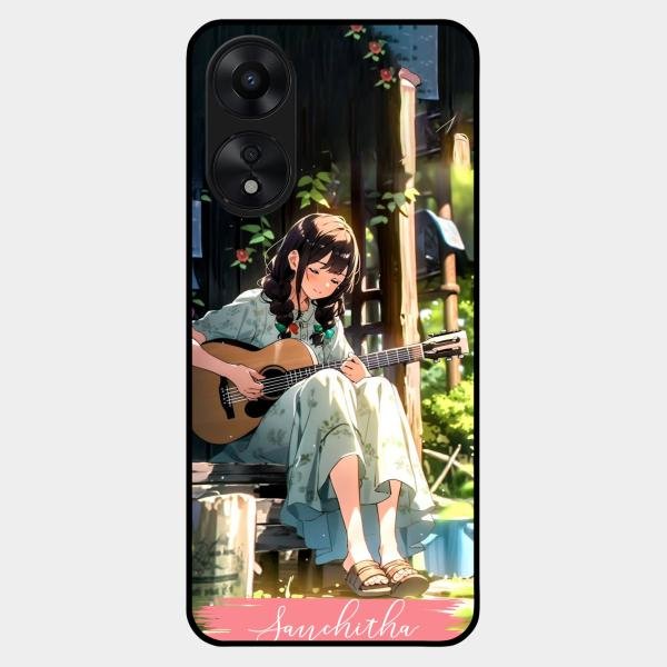 Guitar Girl Glossy Metal Case Cover For Oppo A78 5G