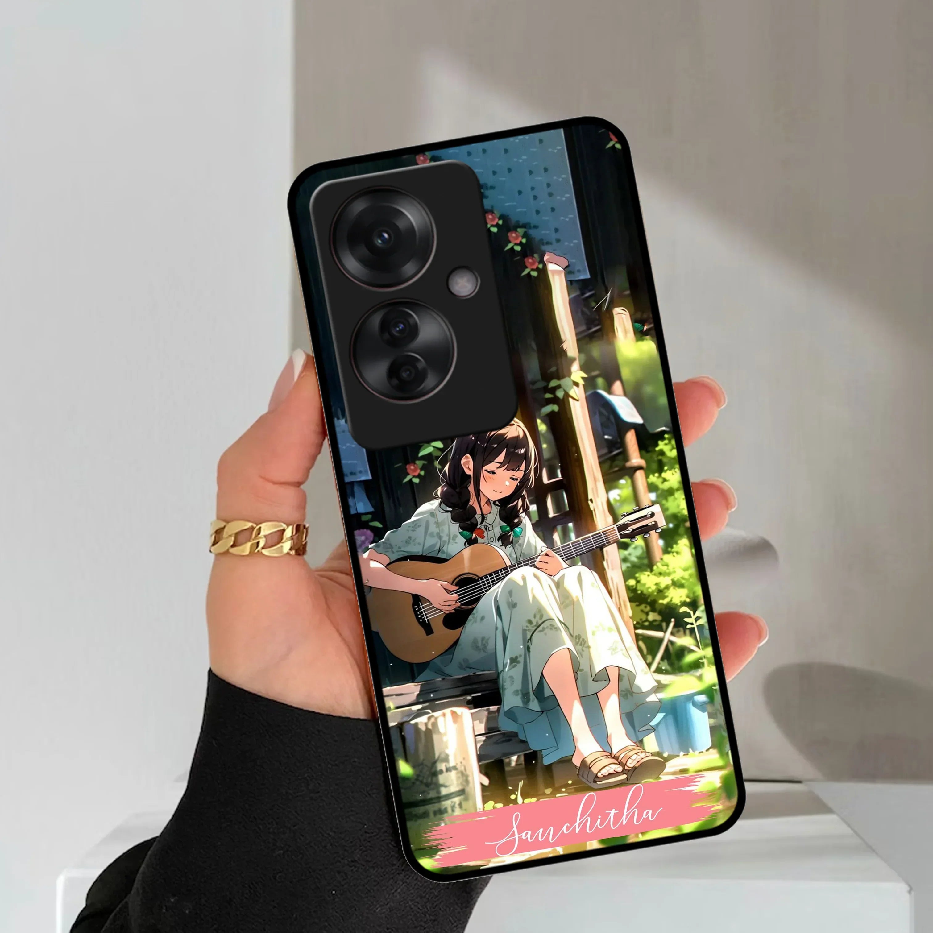 Guitar Girl Glossy Metal Case Cover For Oppo - ShopOnCliQ