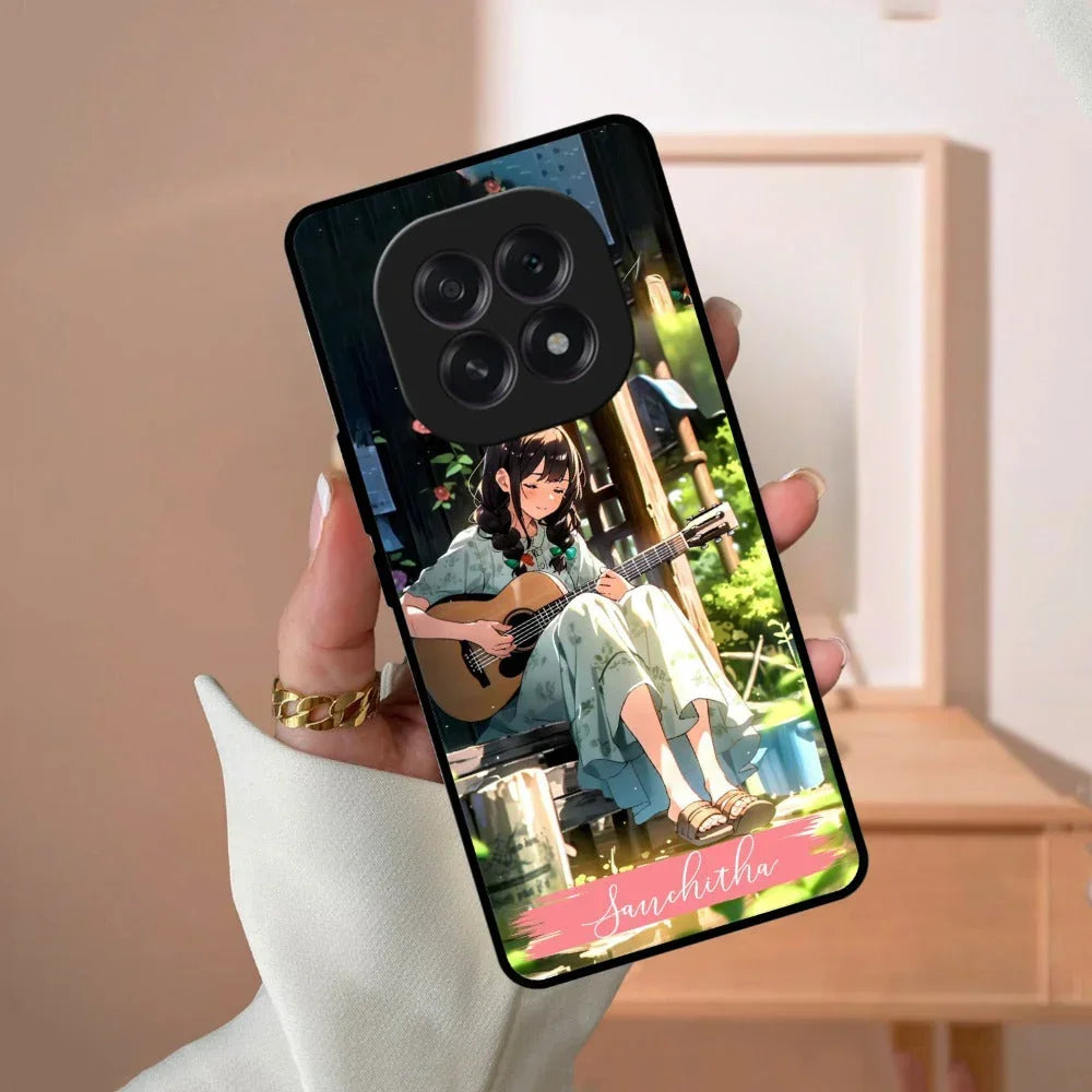 Guitar Girl Glossy Metal Case Cover For Oppo - ShopOnCliQ
