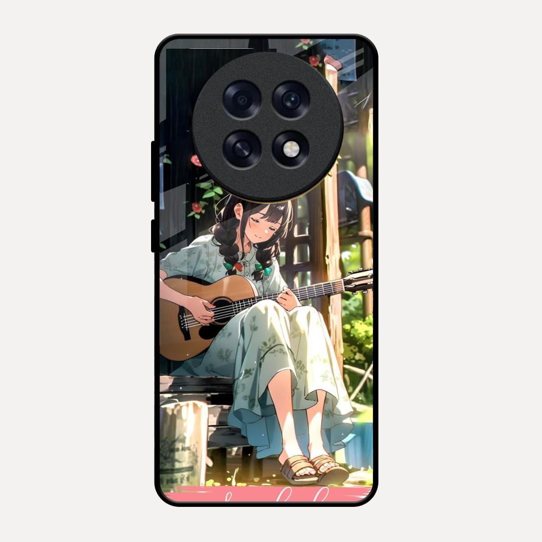 Guitar Girl Glossy Metal Case Cover For Oppo F31 Pro Plus 5G