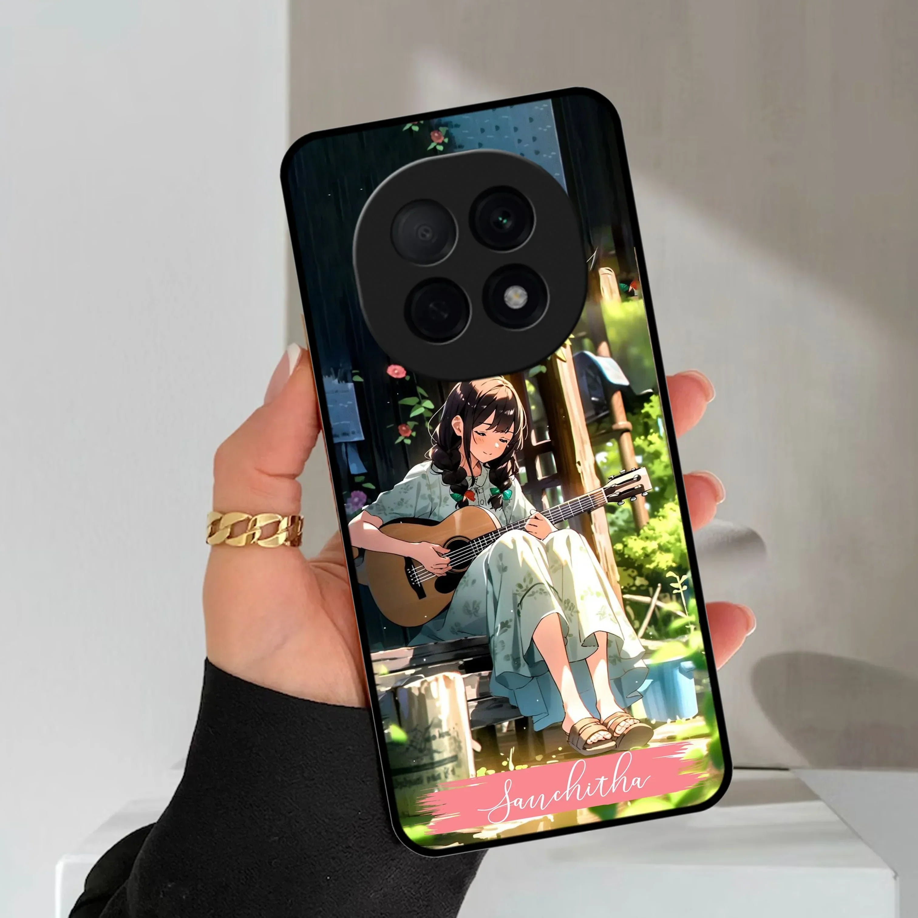 Guitar Girl Glossy Metal Case Cover For Oppo - ShopOnCliQ