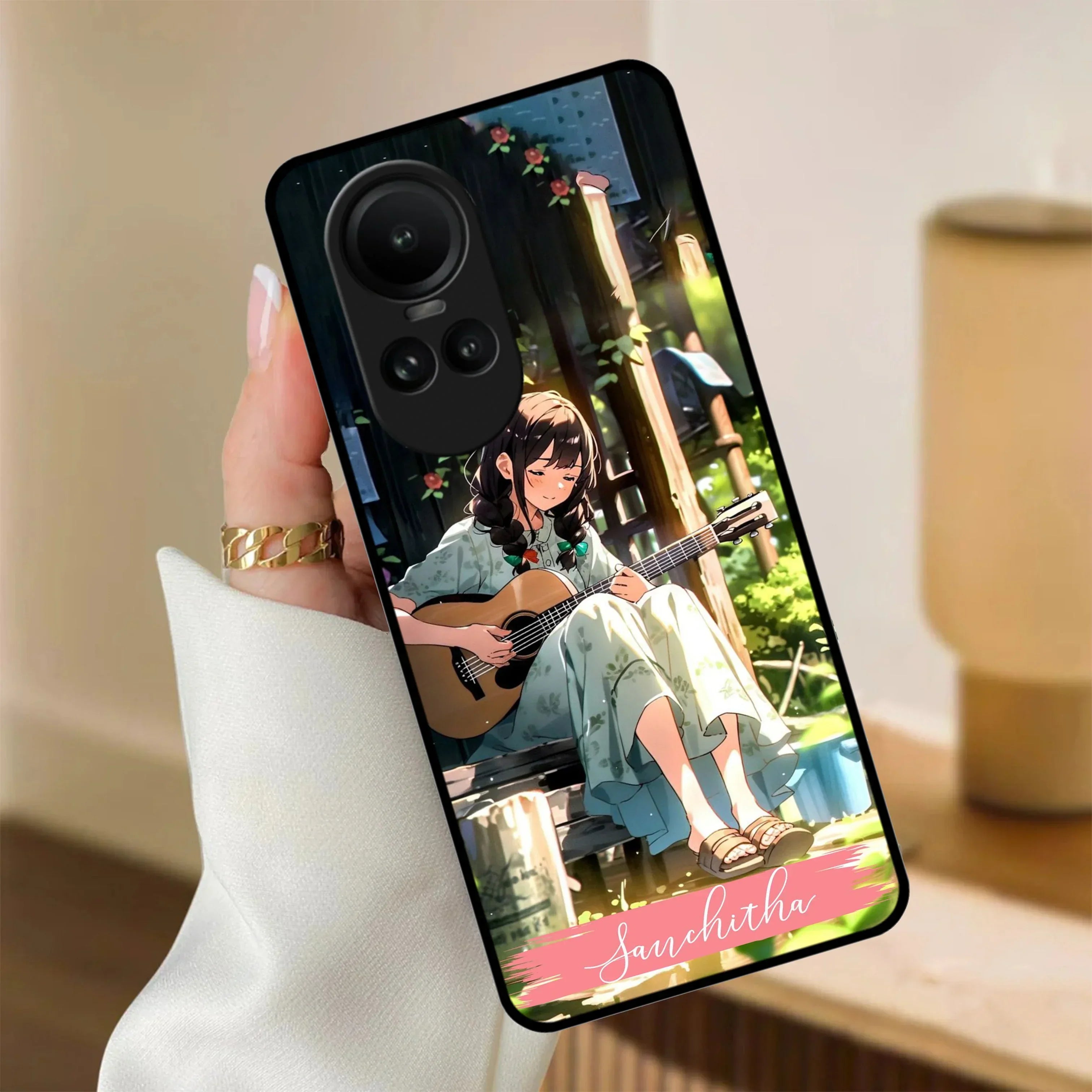 Guitar Girl Glossy Metal Case Cover For Oppo - ShopOnCliQ
