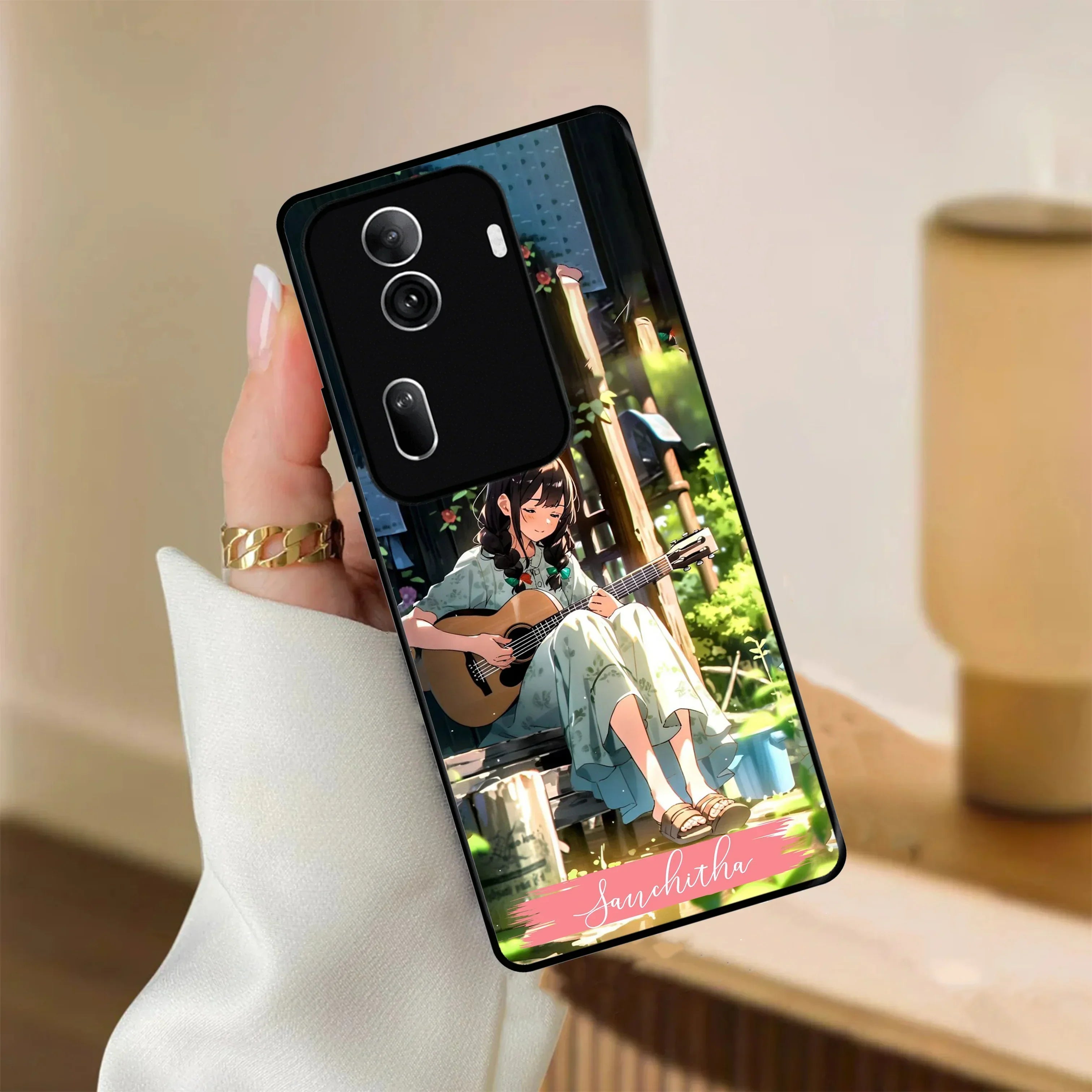 Guitar Girl Glossy Metal Case Cover For Oppo - ShopOnCliQ