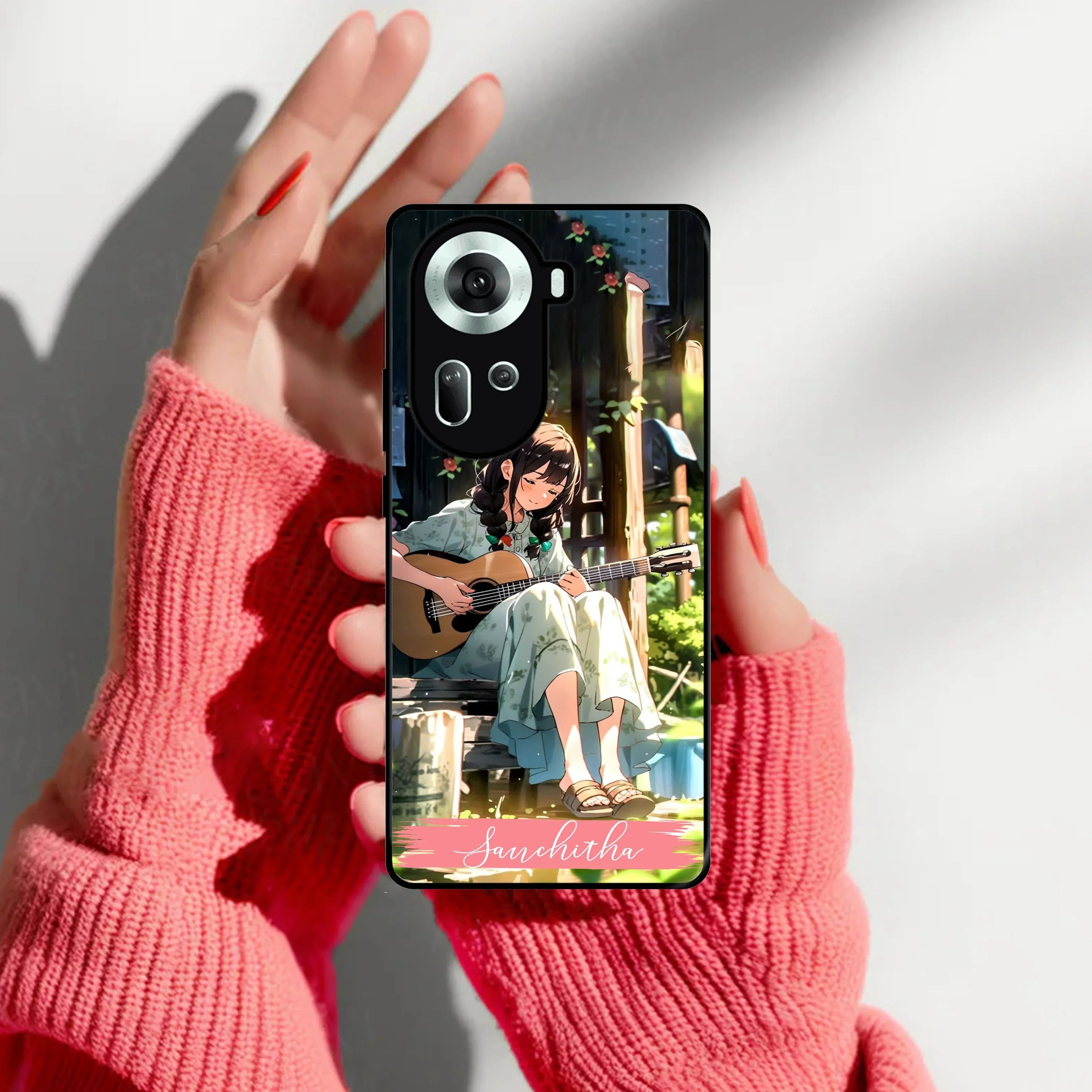 Guitar Girl Glossy Metal Case Cover For Oppo - ShopOnCliQ