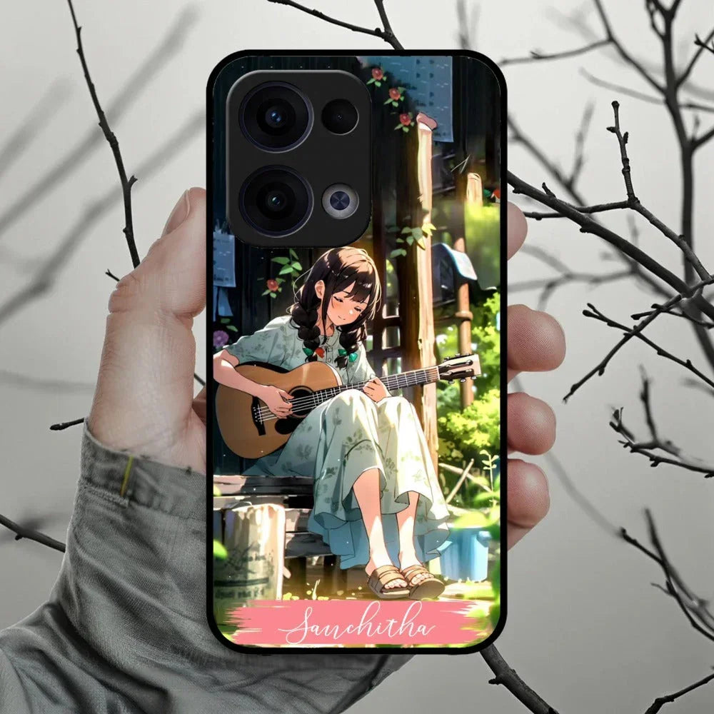 Guitar Girl Glossy Metal Case Cover For Oppo - ShopOnCliQ